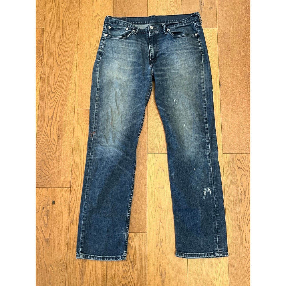 Vintage 2015 Levi's 514 Straight Fit Jeans Distressed Paint Splatter 36 x 34